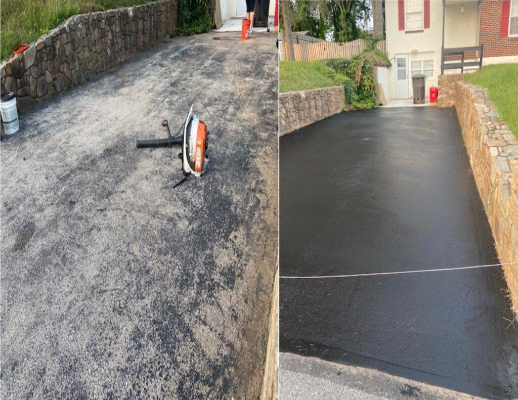 Before and After Driveway Sealcoating